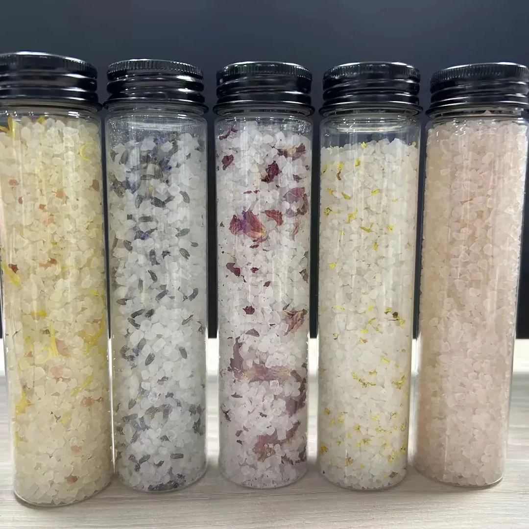 Aromatherapy Bath Salts Vitamin C Shea Butter Cleansing Body Salt Baths For Body Skin bath salt in tube custom label