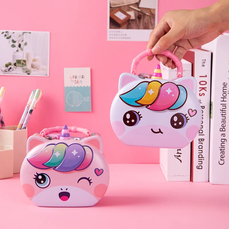 2024 Cute Unicorn Iron Piggy Bank Bank Money Saving Box Children Coin Deposit Box Best Birthday Gifts For Kid With Lock