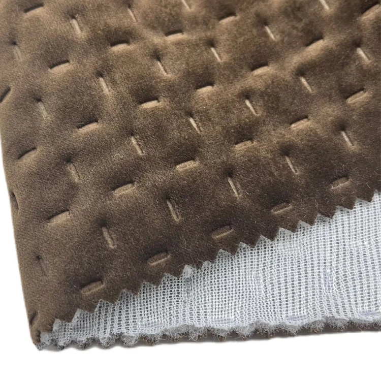 Wholesale 100% Polyester Furniture Home Textile Quilting Fabric Velvet Ultrasonic for Sofa
