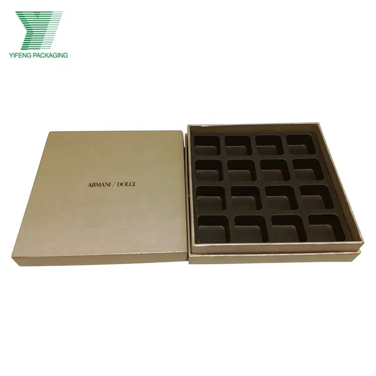 Custom Shiny Logo Retail Packaging 16pcs Praline Chocolate Truffle Packaging Gift Box Chocolate Boxes with Plastic Tray
