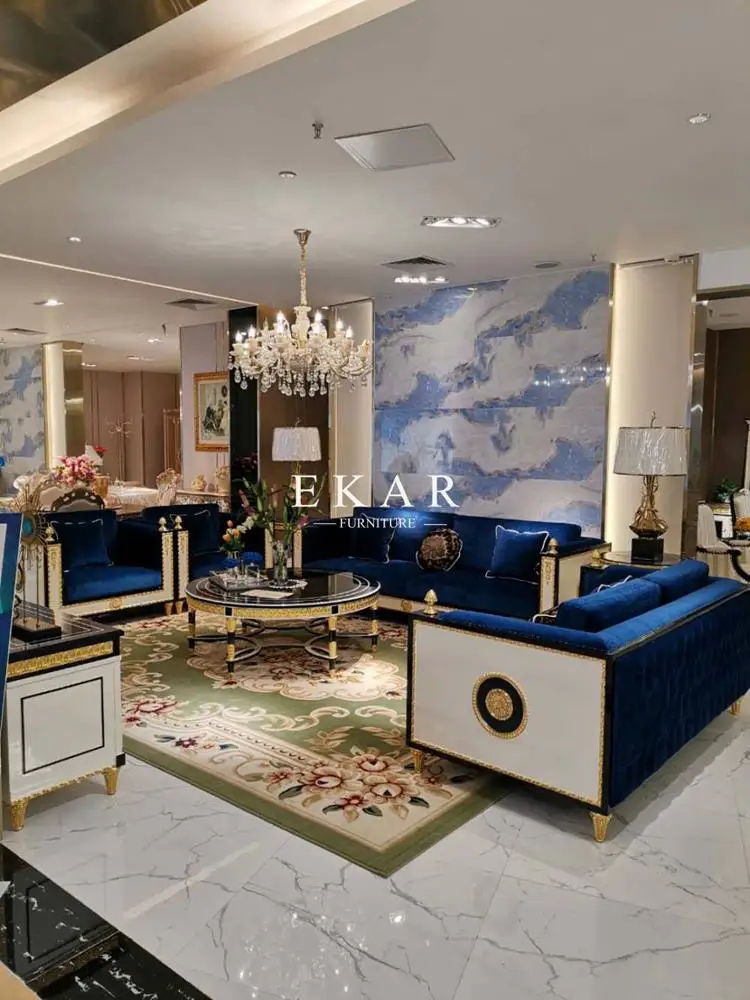 Orthopedic Luxury Foldable Big Fluffy Sofa Dog Royal Blue High End Luxurious Cushion Case Interior Italy Single Set