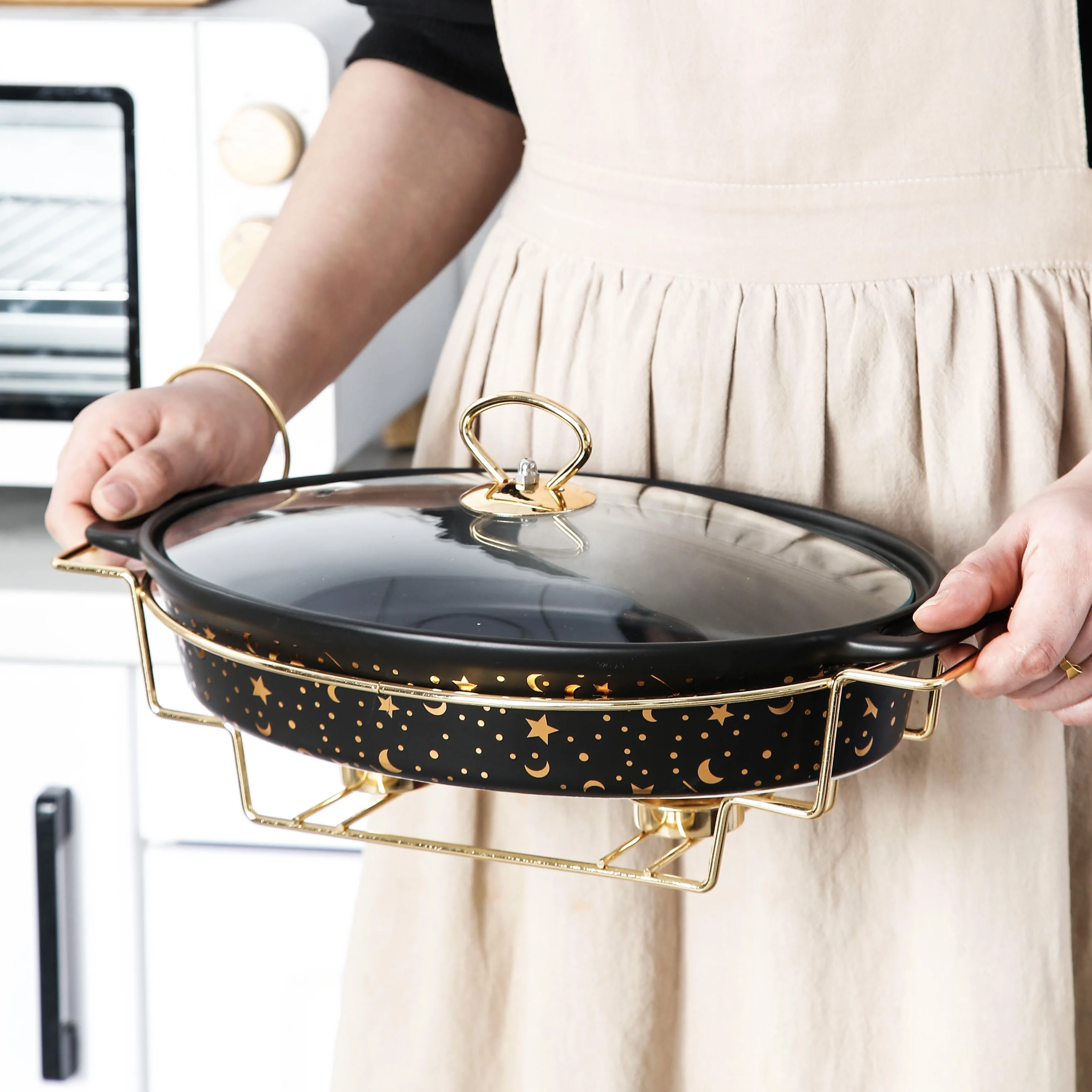 Marble Gold Pattern Nordic Binaural Ceramic Pot soup Pot Bowl Tableware Creative Casserole