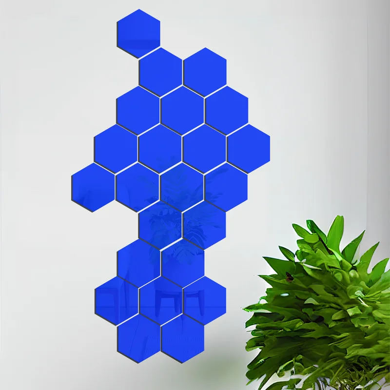 hexagon acrylic mirror wall sticker three-dimensional self-adhesive wall sticker home decoration wall sticker