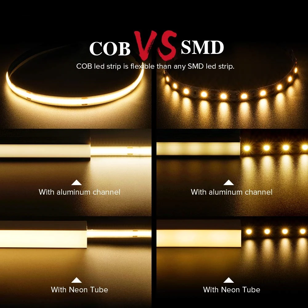 VST 5 мм DC 12 V24V COB Светодиодная лента 3000kK 4000K 5000K 6500K Водонепроницаемая Гибкая полоса для освещения шкафа