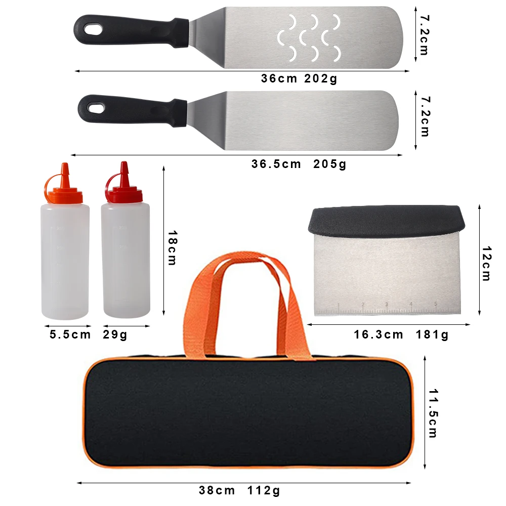 New barbecue stainless steel grill Griddle accessories kit BBQ tools set for Tepanyaki