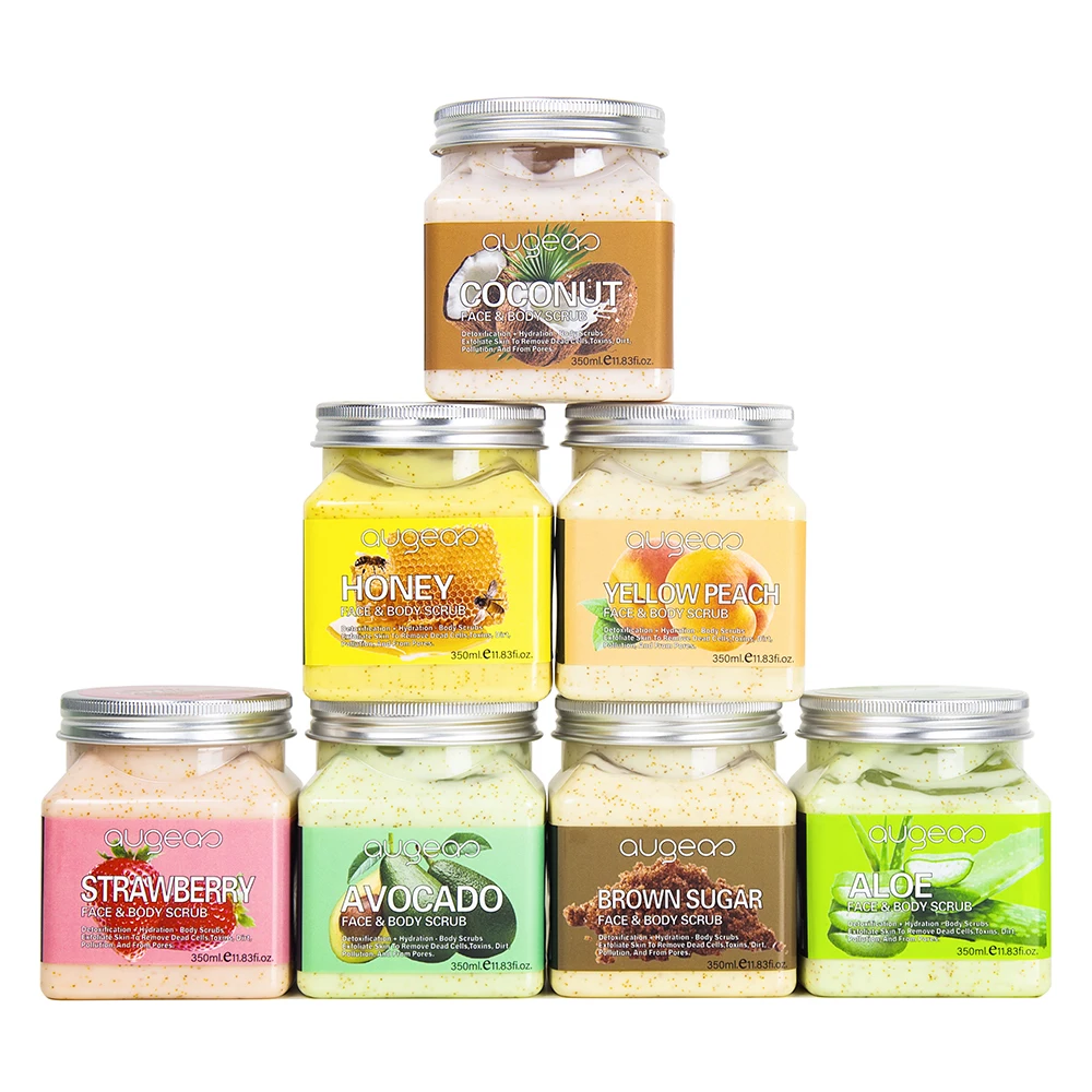 Hot sale in stock Augeas brand natural 350ML body care wholesale manufacturer whitening body scrub