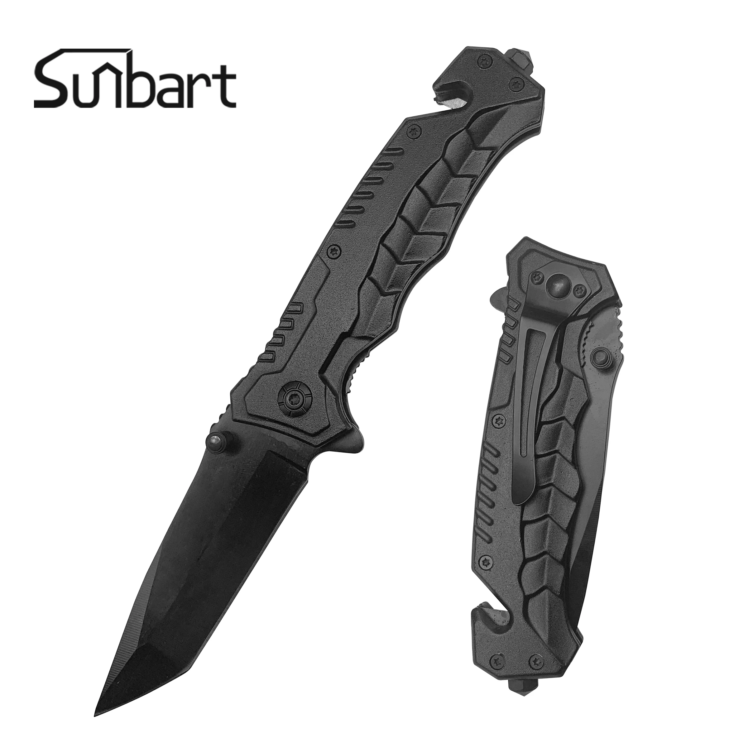 Tanto 3cr13 steel blade aluminum handle folding pocket hunting 3cr13 steel black knife with wholesale