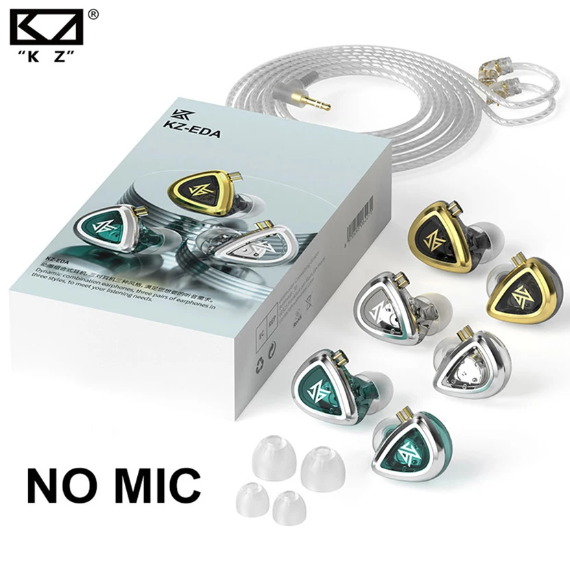 KZ EDA 3 Pair 3 Audio Earphones Sport Noise Cancelling HIFI Headset  In Ear Monitor Headphones Detachable Balanced Earbuds No Mi