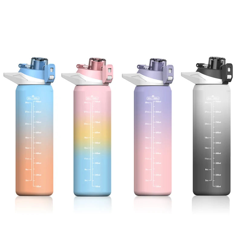 AMAZON дешевая Экологически чистая 1000 мл прозрачная красочная Спортивная пластиковая бутылка для воды 700 мл