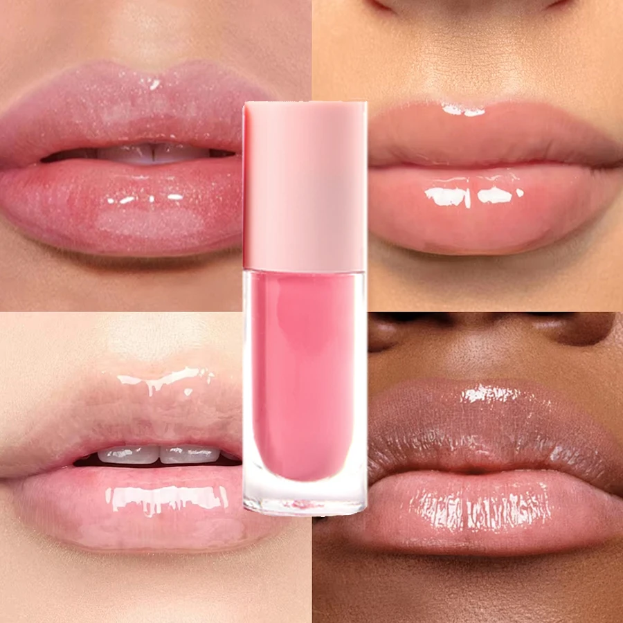 Lip Plump Makeup Pink Liquid Lipstick Glossy Lip Gloss Oil Care Plump Moisturizes Lip Gloss