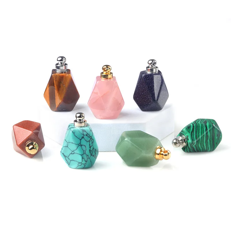 B4554 Perfume bottle stone charm quart crystal pendant real gemstone jewelry for making