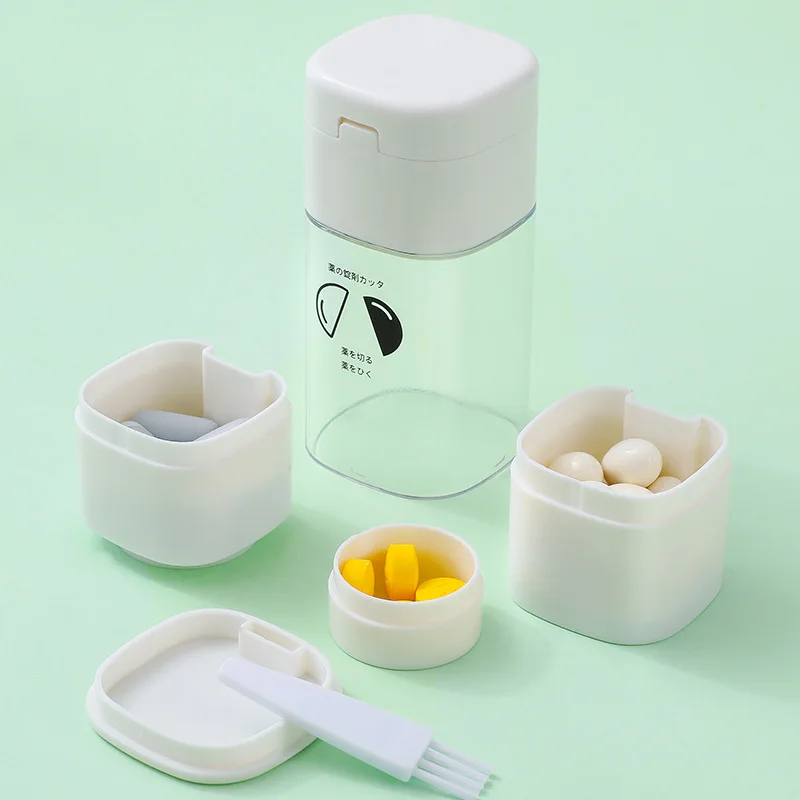 Organizer Medicine Pill Box With Cutter  Vitamin Case Weekly Pill Box 7 Days Portable Plastic Pill Box Medicine Storage