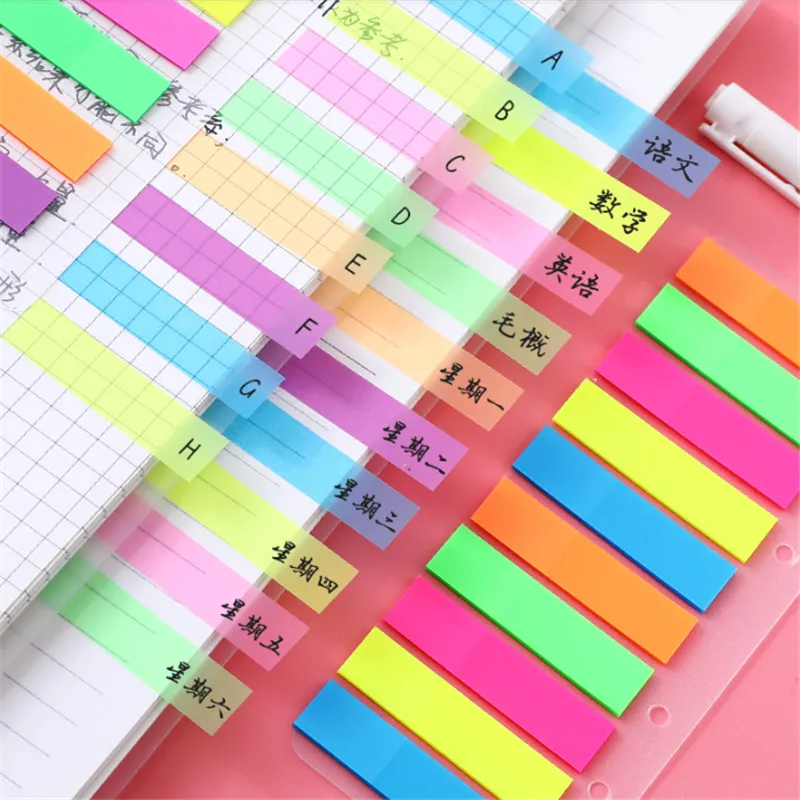 
Fluorescence Self Adhesive Small Translucent Notebook Planner Sticky Notes 
