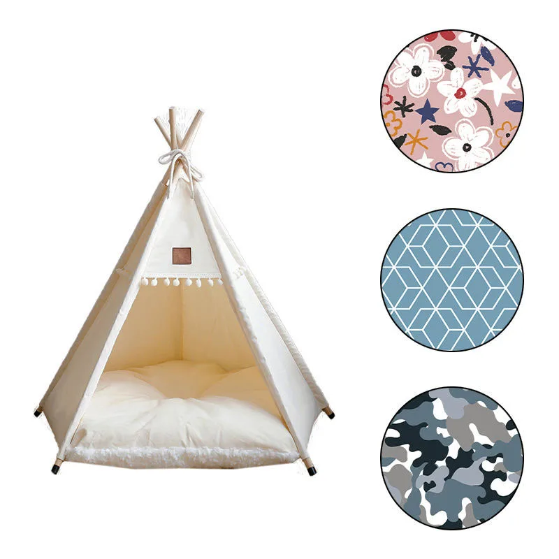 Hot sell accesorios para mascotas al mayor durable large soft pet products cat bed pet tent house dog teepee