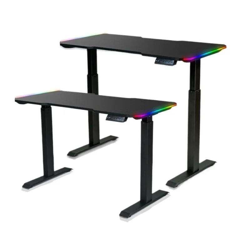 Современный RGB игровой стол компьютер стоячий ПК подъемный светодиодный свет Электрический регулируемый по высоте сидячий деревянный металлический