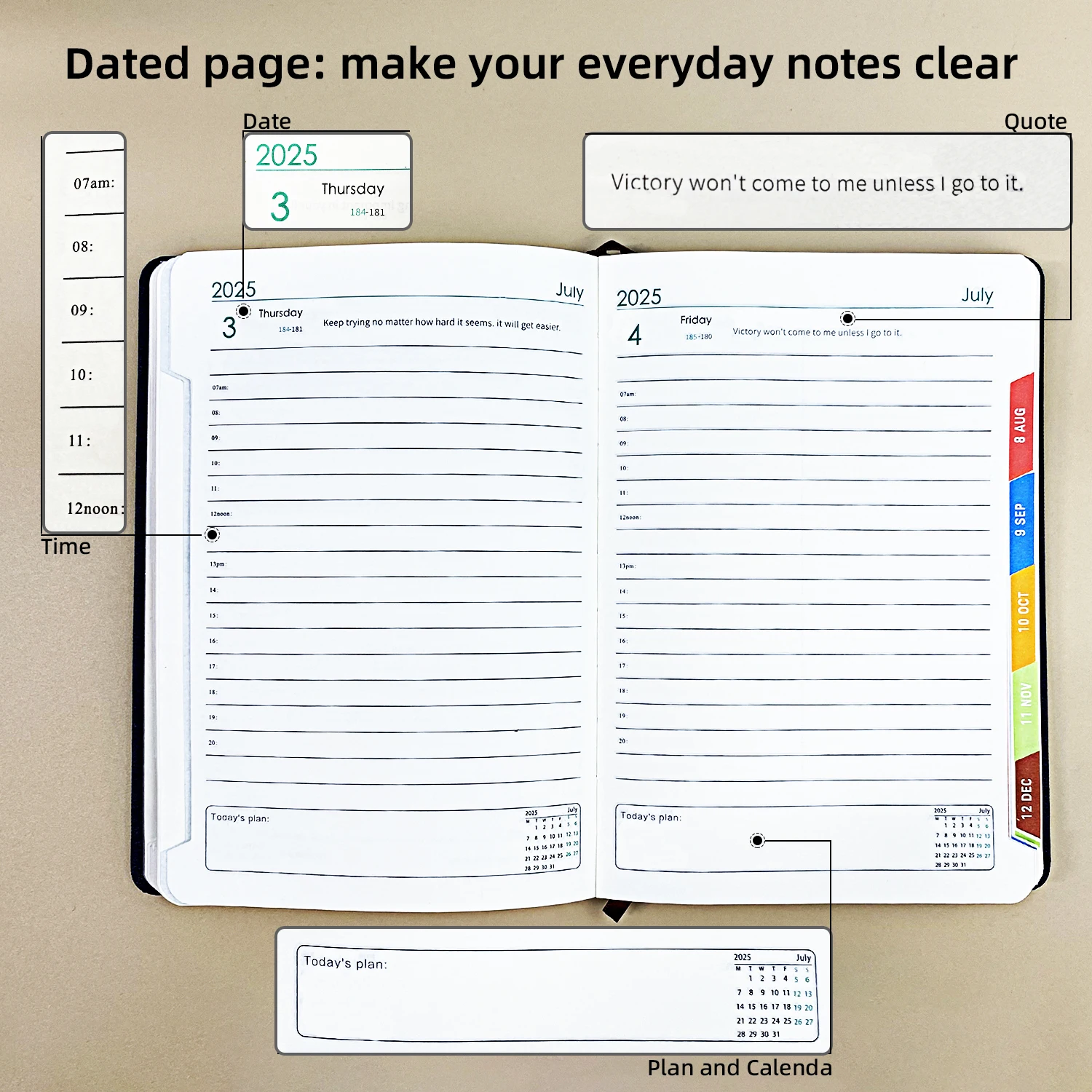 2025 Custom Logo Fabric Linen Cover A5 Journal Agendas Notebook