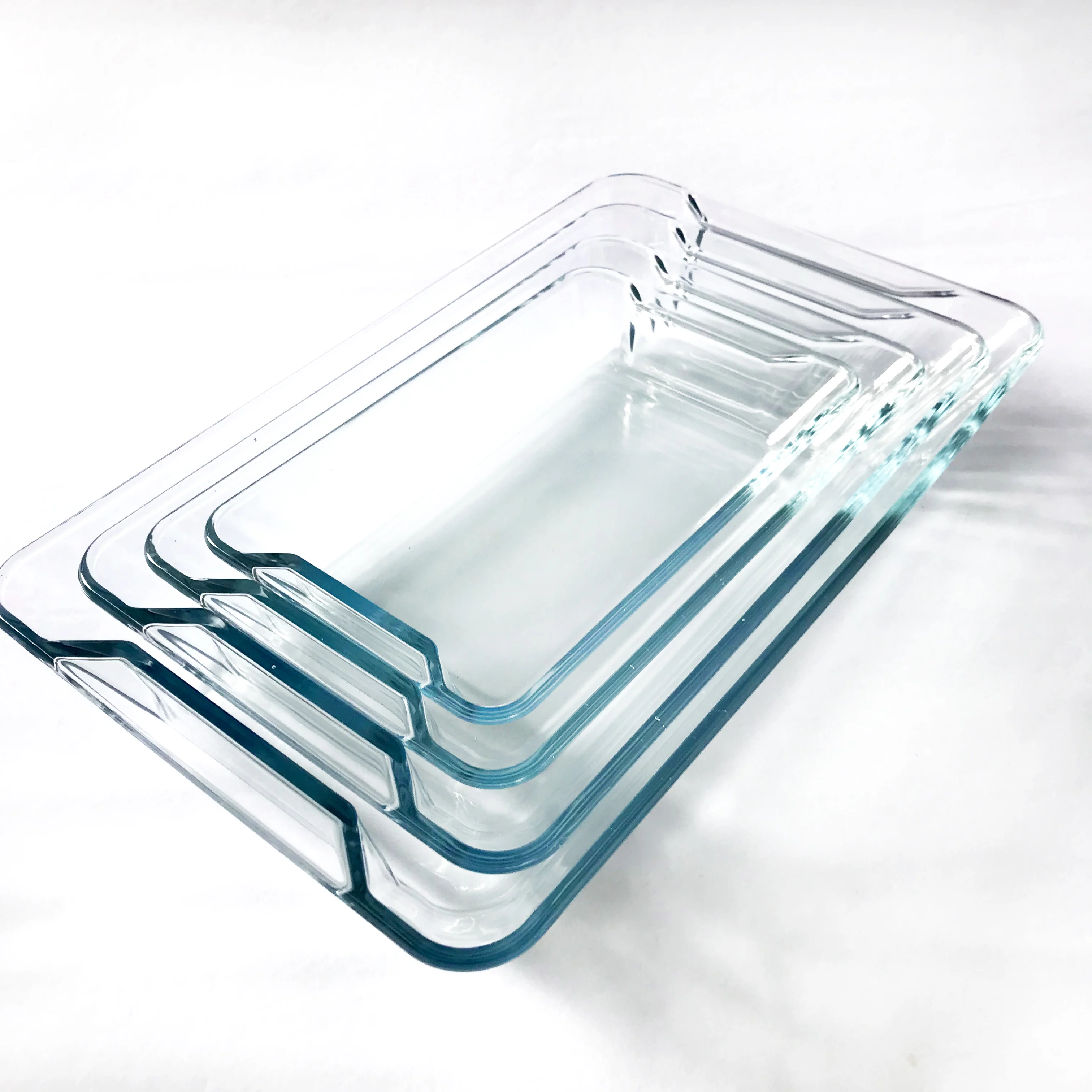 Clear Rectangular Heat Resistant Borosilicate Tempered Glass Bakeware Set with Lid Baking Pans Set