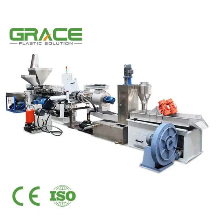 Grace Machinery Recycling Washing And Price Pet Plastic Granules Making Granulating Production Line Granulator Machine