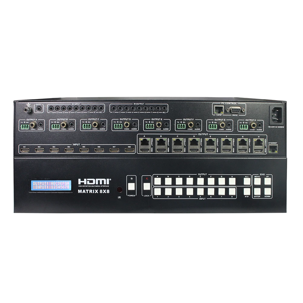 HDBaset matrix 8x8 70m 8x8 HDMI Matrix Support 4K@60Hz Support POC HDCP 2.2 RS232