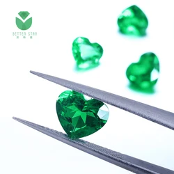 Vanos Jewelry Real certified fancy cut heart shaped lab grown emerald green loose gemstones with high quality