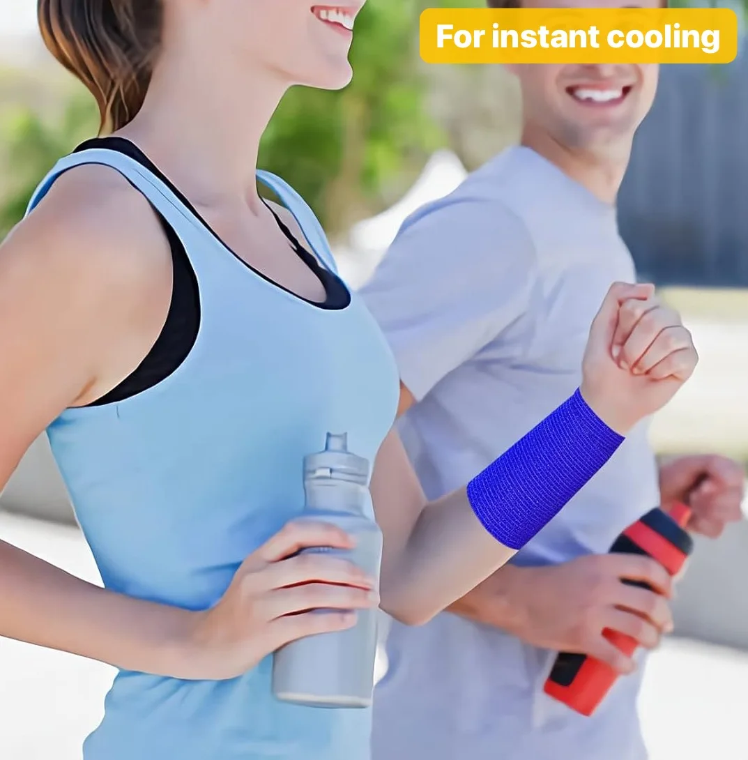 Instant Cold Compression Self Sticking Cooling Bandage Wrap Athletic Muscle Tape for Pain and Swelling No Refrigeration Needed,