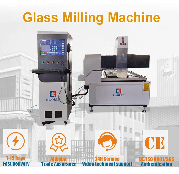 full automatic and plc control CNC Glass Milling Groove Machine used for glass milling and drilling deep processing