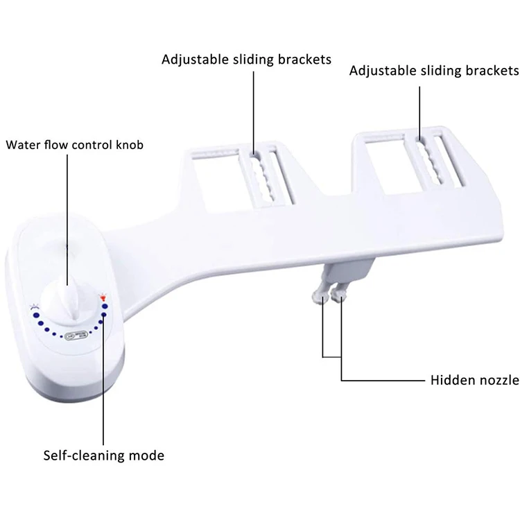 Self Cleaning Dual Nozzle Hot&Cold Water Spray Bidets Ultra Slim Attachment Front and Rear Bidet For Toilet Bidet