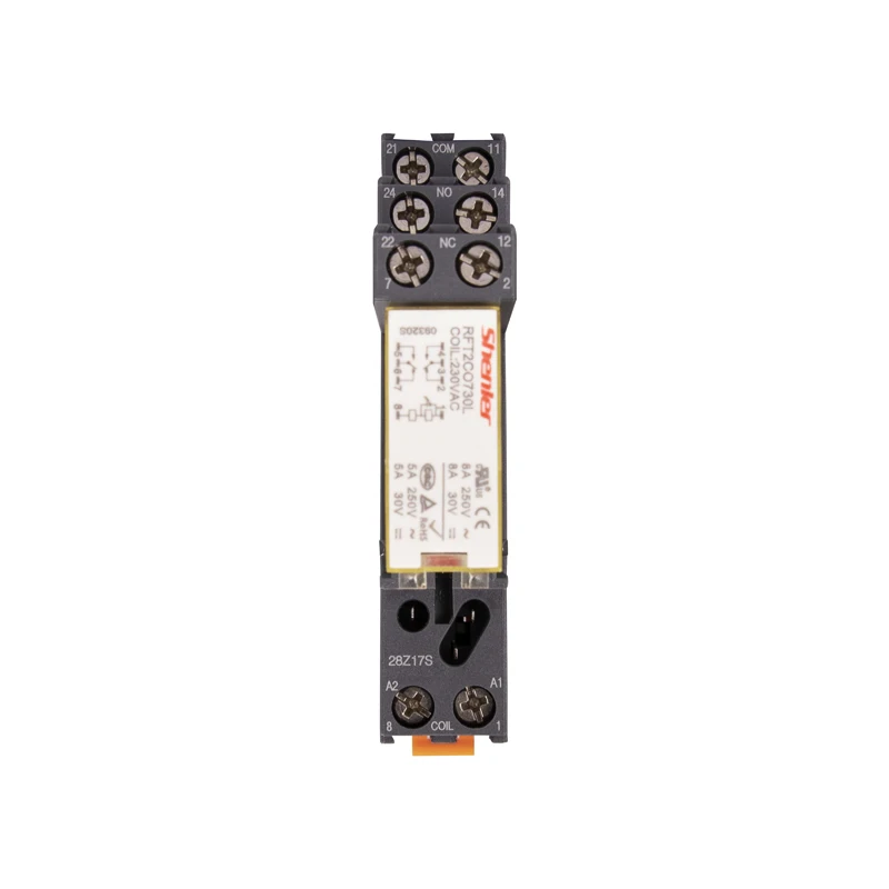 Shenler RFT2CO730L + SRU08-E триггерный релейный модуль цепи 2 pole 8A 230VAC реле интерфейса power Катушка 220 VAC bms высокой мощности разъем