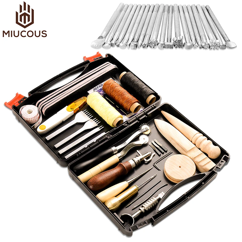 
M090 Leather Craft Handmade Sewing Tool With Box Leather Tool Set  (1600157283420)