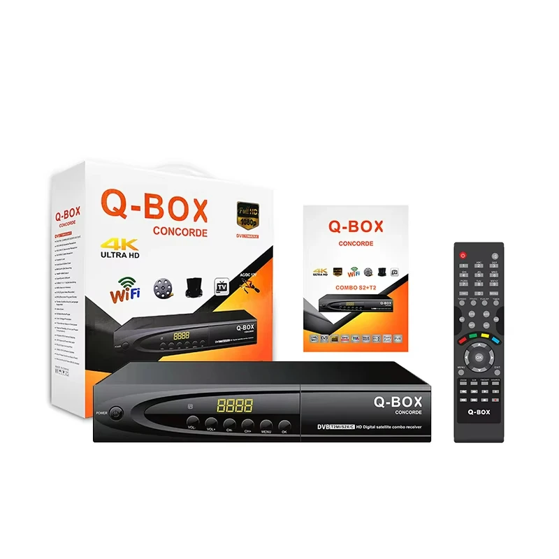 DVB T2 S2 Combo QBOX Concoder New High Definition DVB-T2/C/S2 Combo MEPG-4 Satellite TV Receiver Decoder Set Top Box