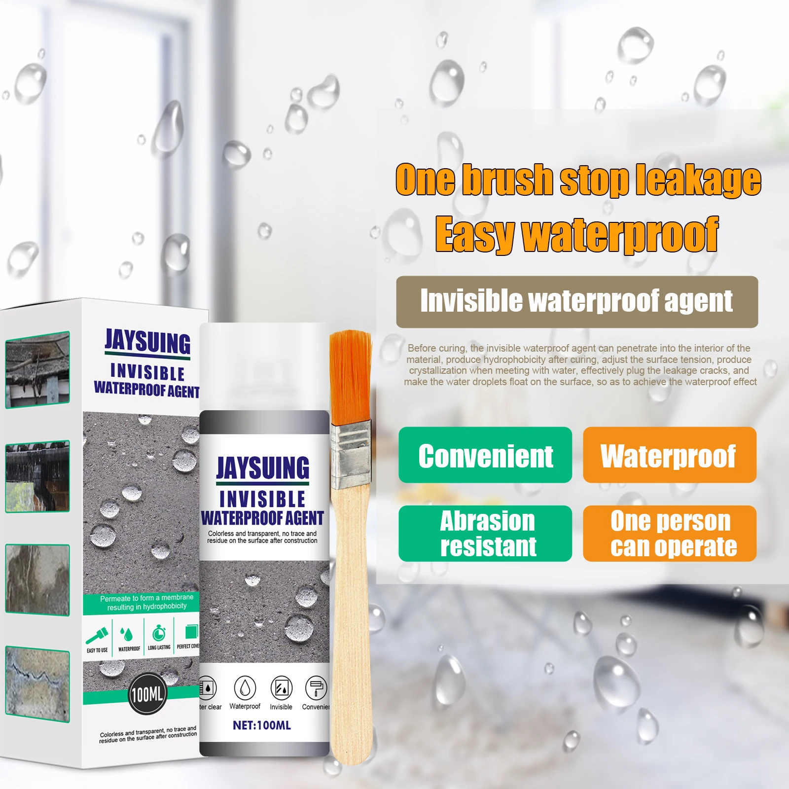 Anti-Leaking Sealant Spray Liquid Strong Adhesion invisible Waterproofing agent paint for home use