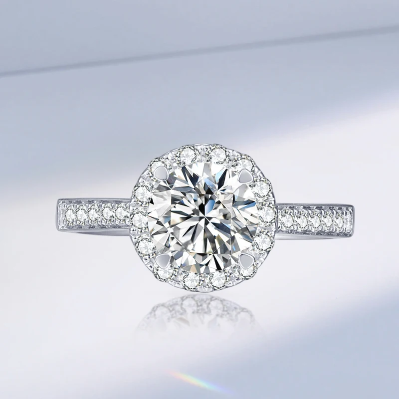 14K белое золото модные роскошные обручальные кольца 1.0CT круглой формы лабораторное выращенное кольцо с бриллиантами ювелирные изделия