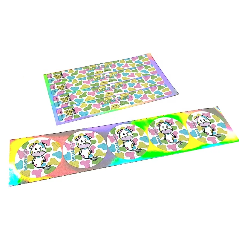 Whole sale Custom private logo Cartoon Cat Paper label Kawaii  Stickers round shape  Stickers