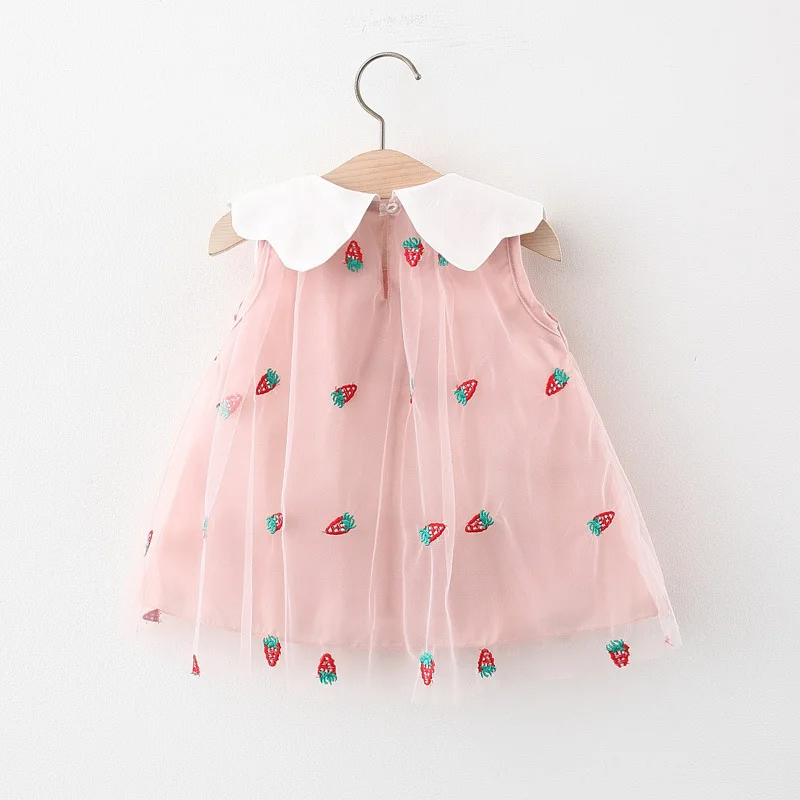 Baby Vest Sleeveless Summer Kiddie Princess Skirt With Strawberry Gauze Beautiful Dress