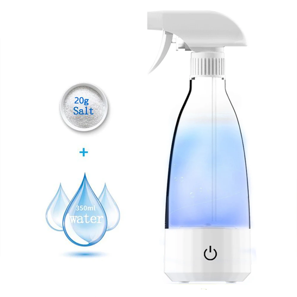 
Portable white 500ml hypochlorous acid electrolyzed water maker sodium hypochlorite generator disinfection spray machine 