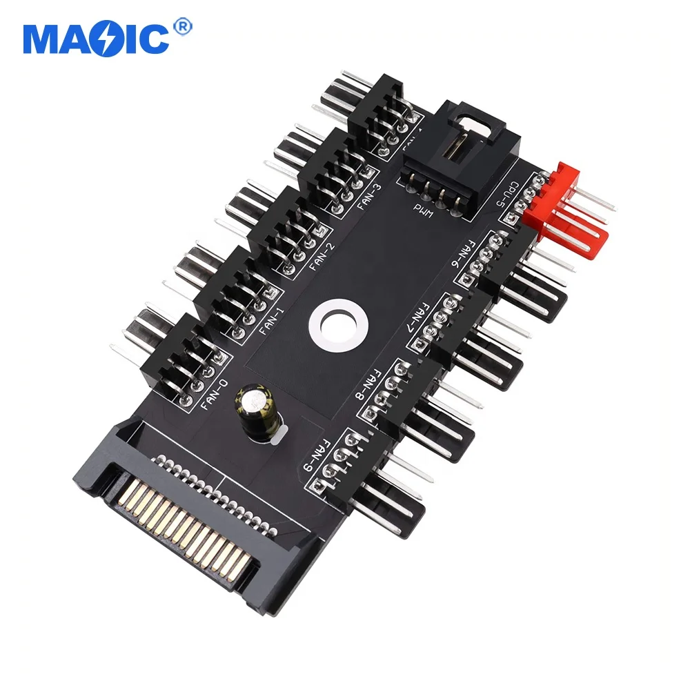 Other Computer Accessories 4-Pin PWM Fan Power Supply Cable 1 to 10 Way Splitter Hub 15 Pin SATA Fan Power Cable PWM Hub