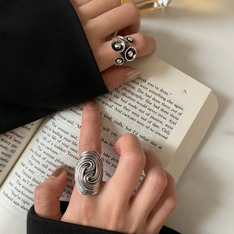 Hot Sales Morning glory national style twisted striped ring female 925 Yintai silver retro light luxury fashion ring