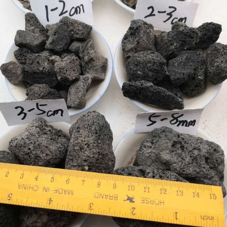 Black volcanic stone lava rock for garden decoration