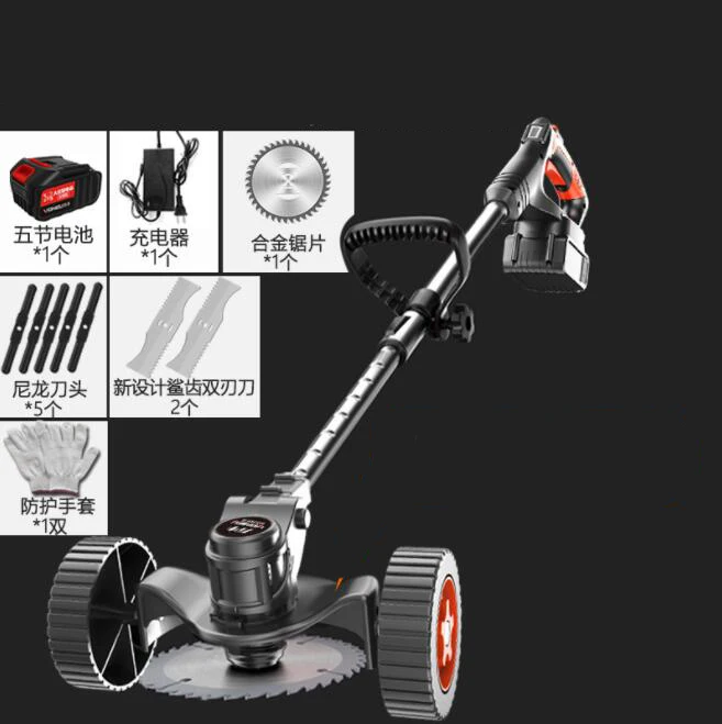 Electric lawn mower household rechargeable lithium battery weeder small garden lawn machine multi-function lawn mower wholesale
