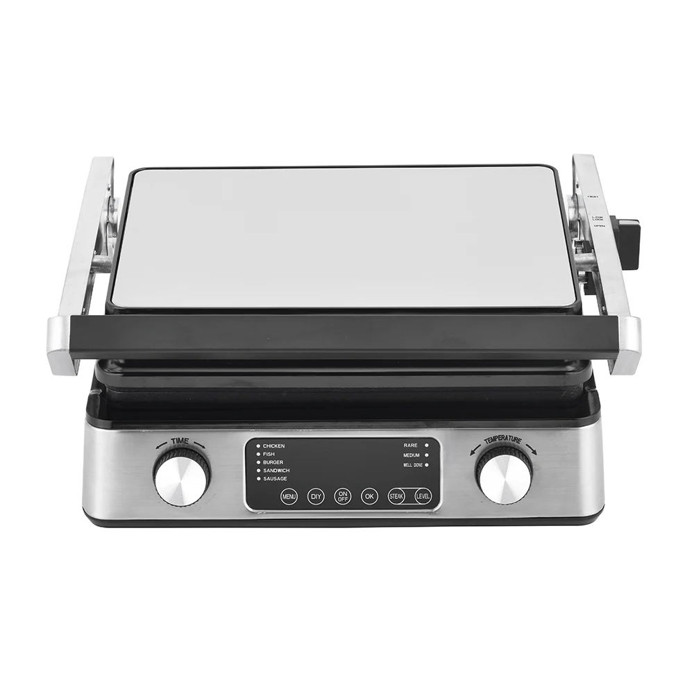 Smart Appliances Digital Grill with Colorful LED Display Panel Detachable Non Stick Plate 3 in 1 Waffle Flat Plate Press Grill