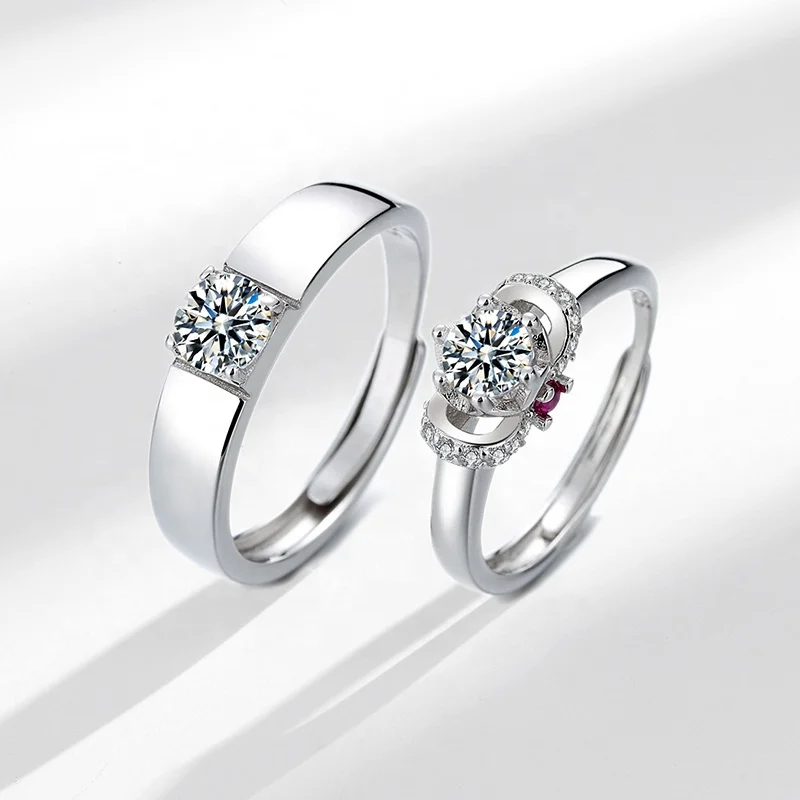 Custom latest design value jewelry women wedding promise couple diamond 925 sterling silver ring set mens rings