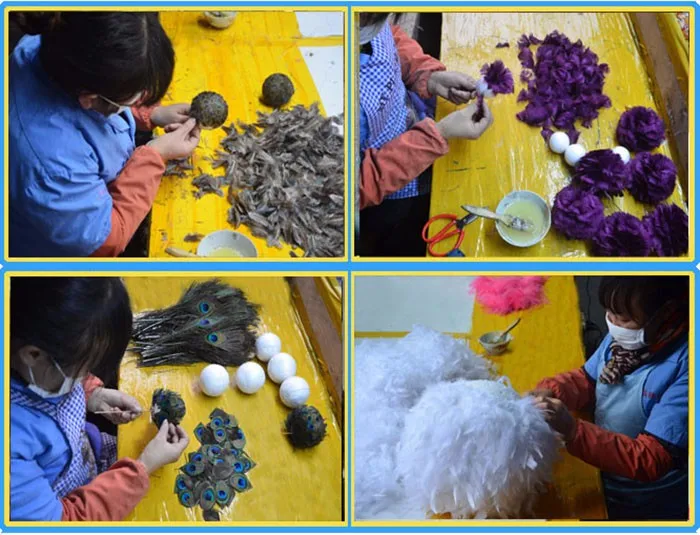 Natural Pheasant Feather Christmas Ball for Xmas Tree Ornament Festive Fall Autumn Wedding Decor Party Holiday Gift Craft Supply