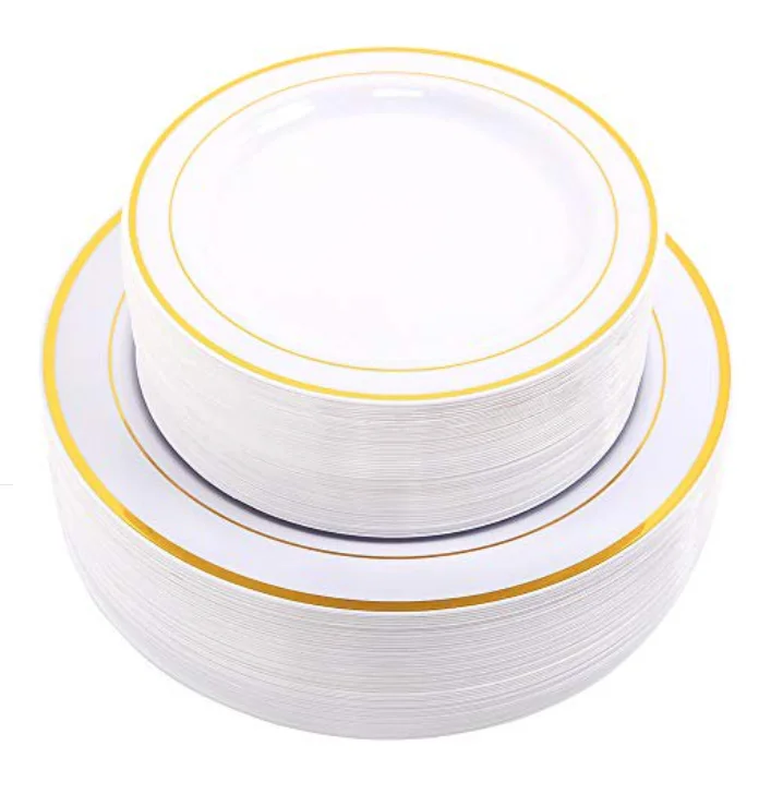 hot stamp PS disposable plastic plates for party and wedding with 30