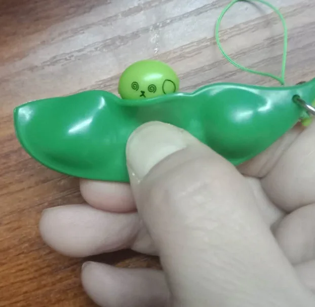  Снятия стресса Bean Pod брелок антистресс игрушки для взрослых и надавите на зеленой фасоли