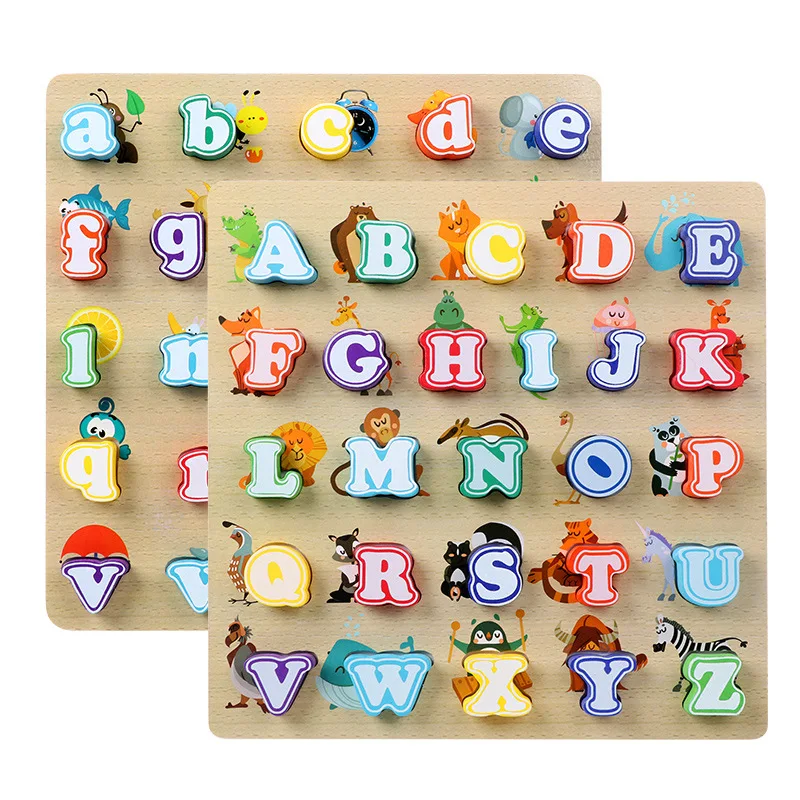 Children wooden early education cognitive upper and lower case English motherboard puzzle puzzle grasping board toy