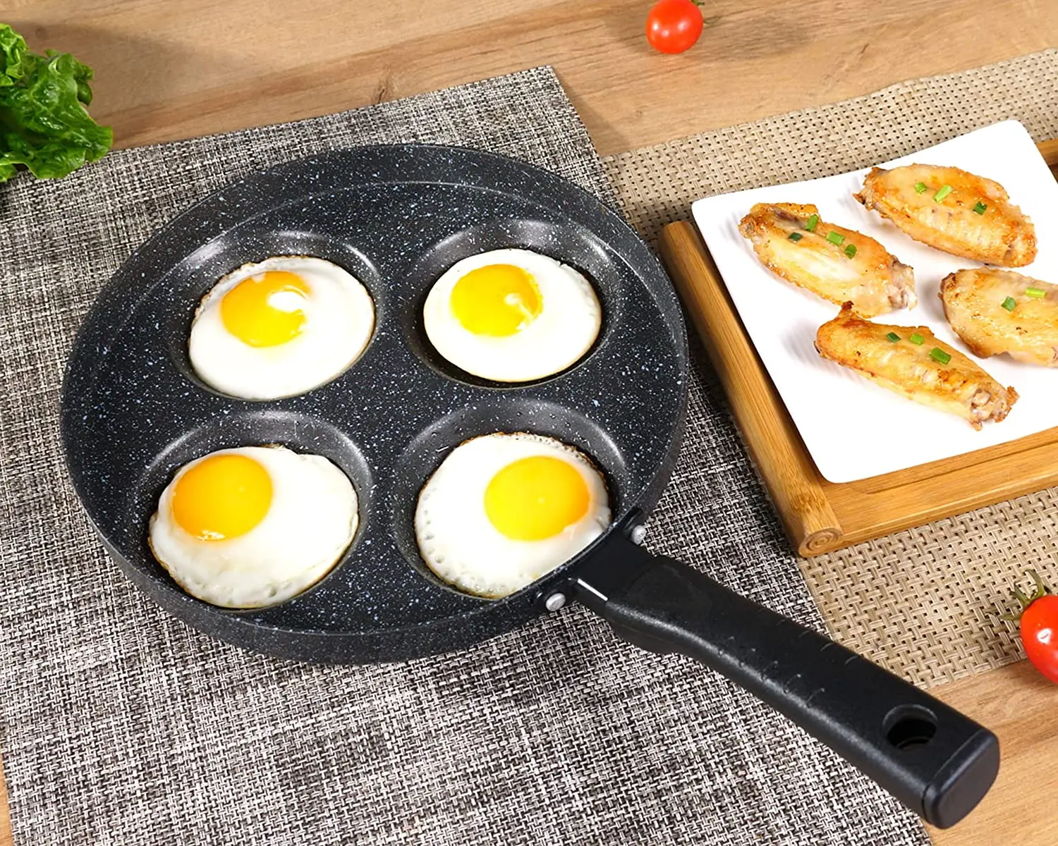 New Arrival Medical Stone Four-hole Omelette Pan Non-stick Egg Pastry Cookware Pot Mini Omelette Breakfast Frying Pan