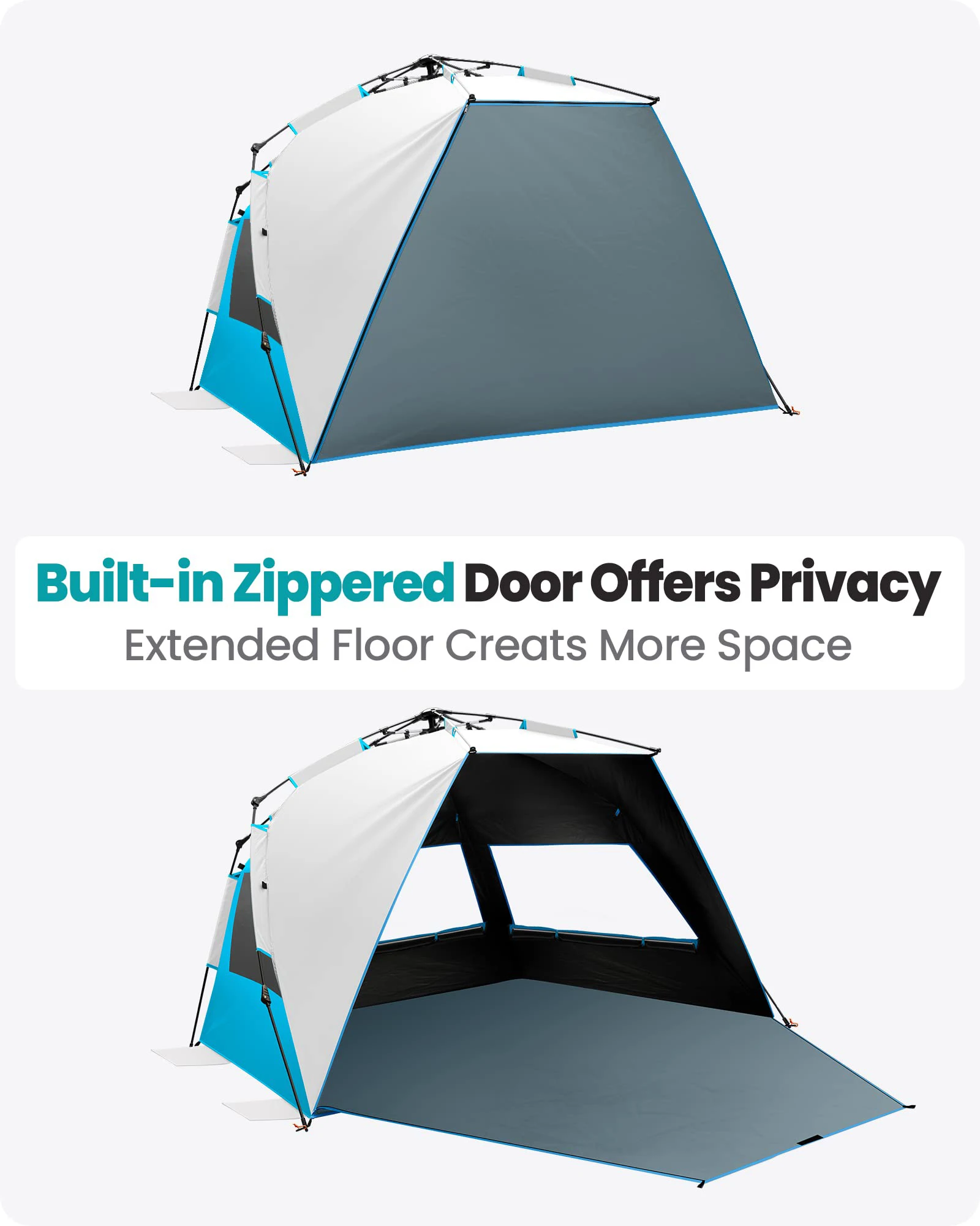 Portable UPF 50+ UV Protected Pop Tent Beach Shade Sun Shelter for 4-6 People Easy Setup Blackout Feature Outdoor Application