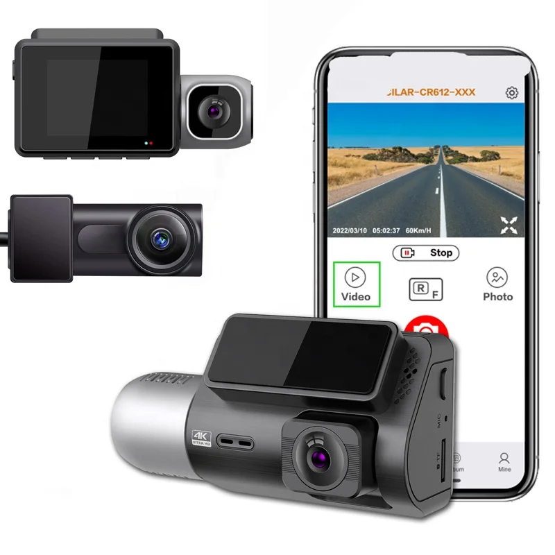 2 inch Monitor Dashcam 3 Channel Dash Cam WiFi GPS Front Inside Back 4K 1080P 2K Car DVR Camera Recorder High Solution Sensor
