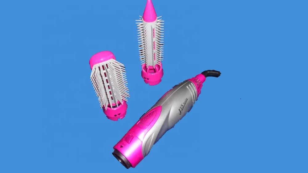 CE GS CB approved 800W~1000W hot air hair brush hair straightener with two interchangeabkle styling attachments