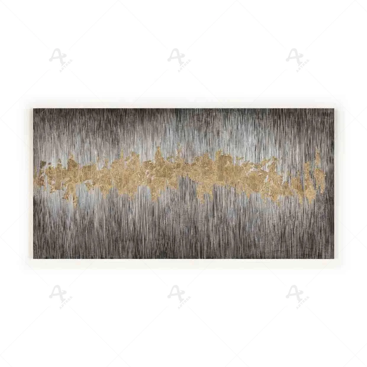 Classic Golden horizontal stripes brown background antique modern abstract painting art